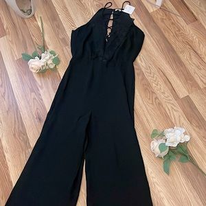 Le Lis black lace cris cross jumpsuit